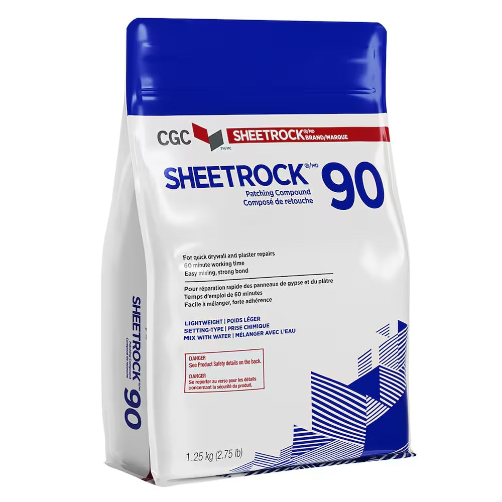 Compuesto de parcheo CGC Sheetrock 90 para reparación de paneles de yeso y yeso (bolsa de 1,25 kg)
