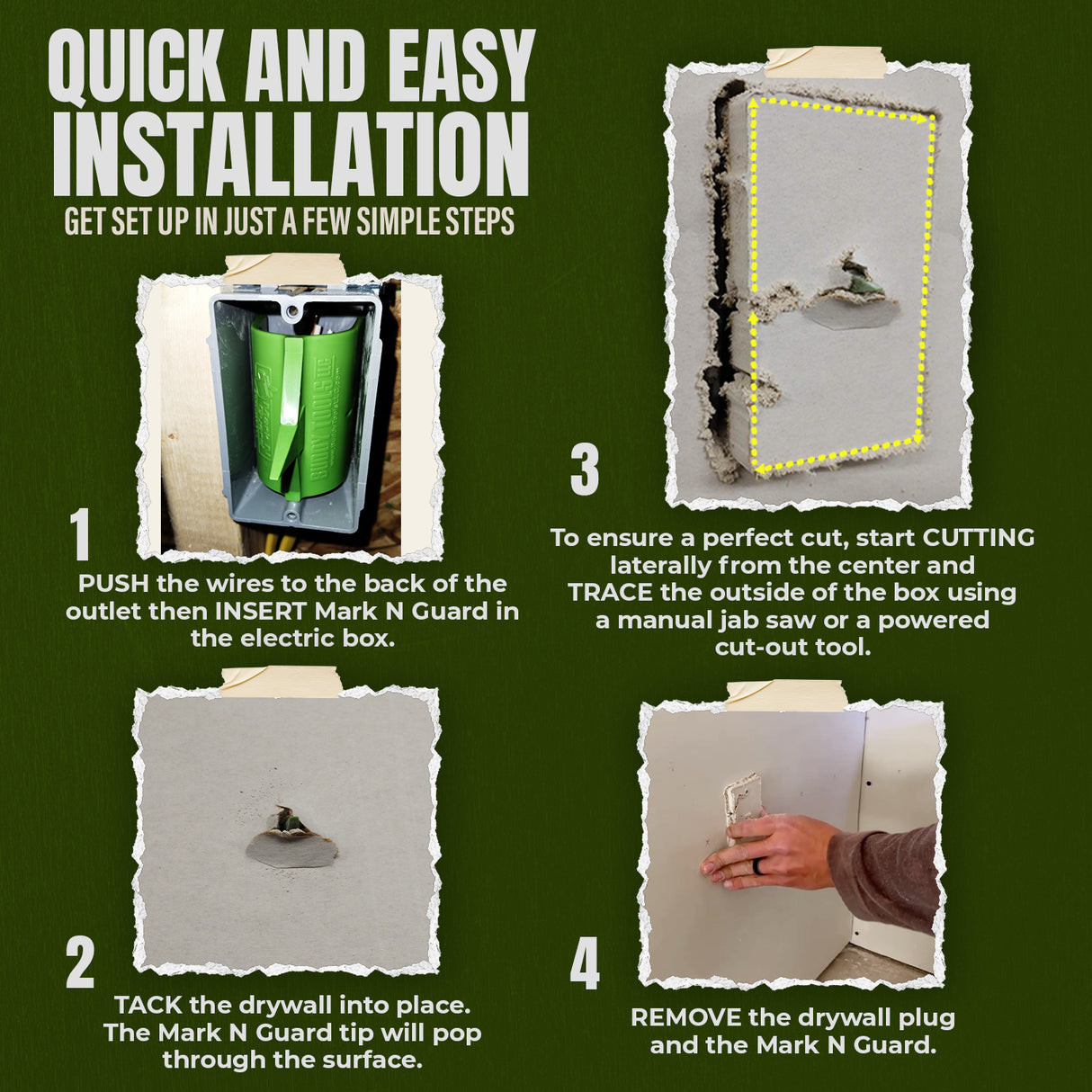 Buddy Tools Mark N Guard 2.0 – Outil professionnel de localisation de boîtiers électriques pour cloisons sèches (lot de 5)