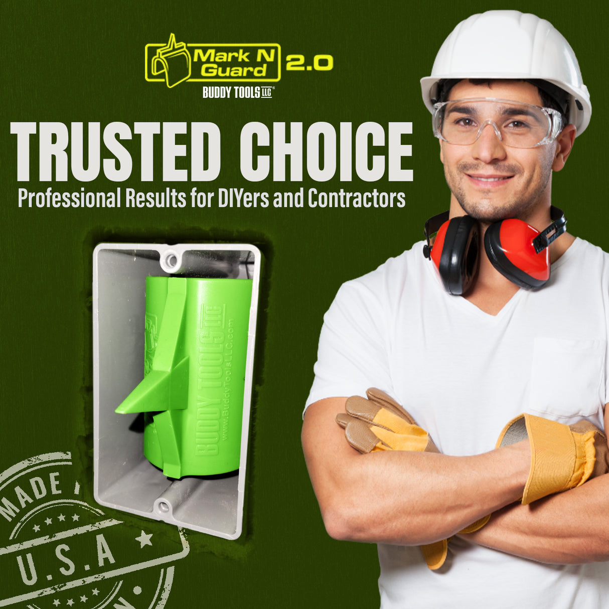 Buddy Tools Mark N Guard 2.0 – Outil professionnel de localisation de boîtiers électriques pour cloisons sèches (lot de 5)