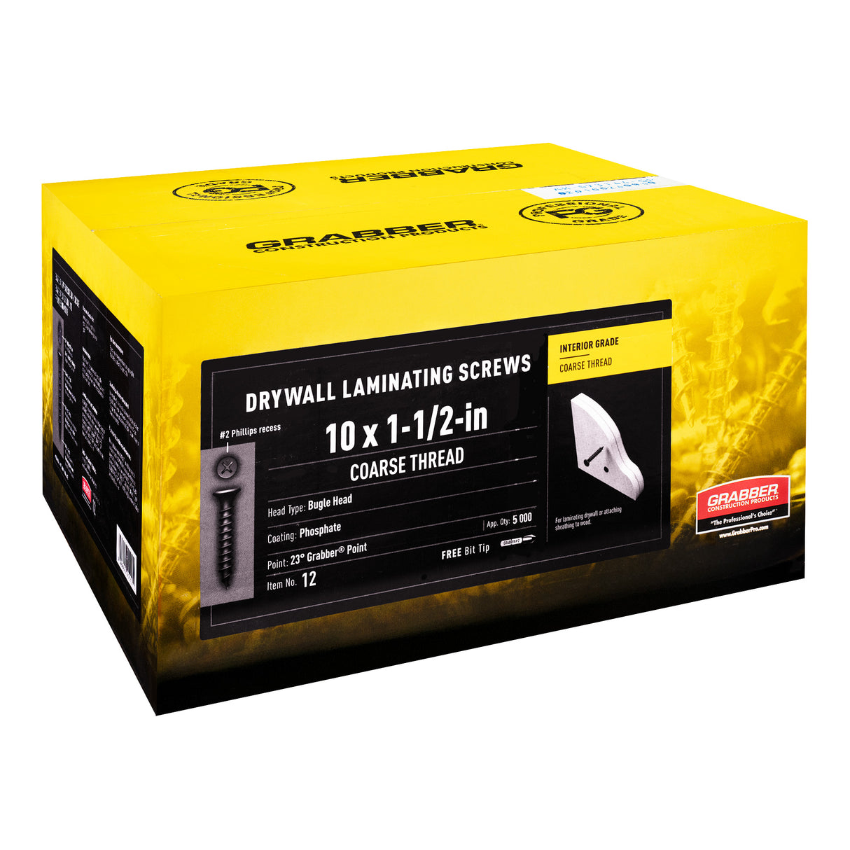 Tornillos para laminación de paneles de yeso Grabber - Cabeza de corneta - Rosca gruesa