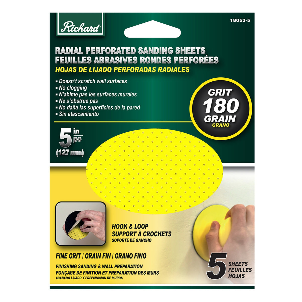 Richard 5" Radial Perforated Sanding Sheets (5 Pack)