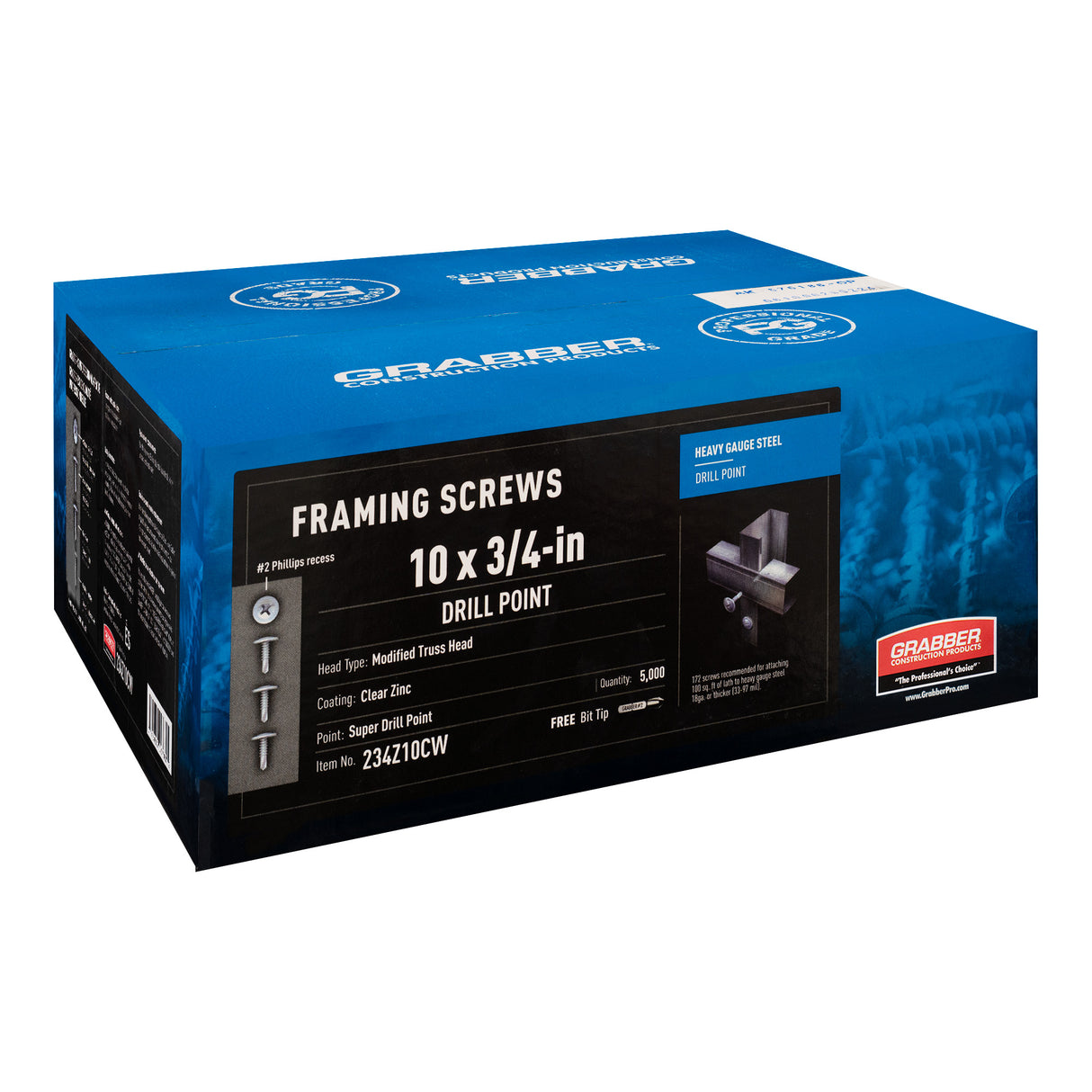 Vis d'encadrement Grabber Wafer, pointe perceuse, zinc transparent