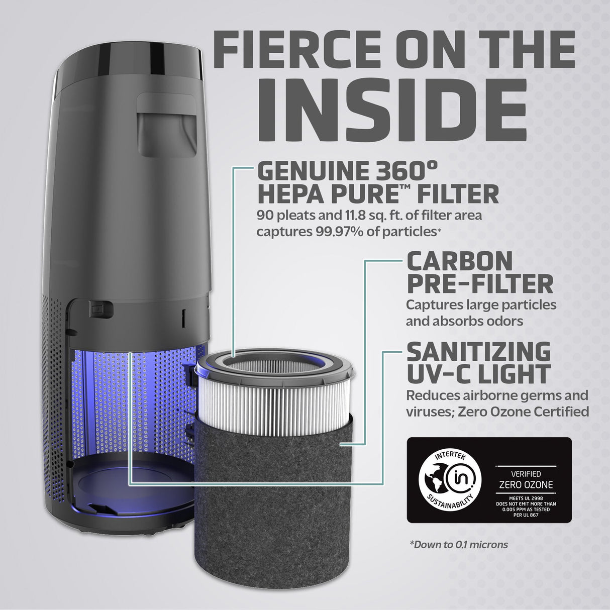 GermGuardian AC4625BDLX Air Purifier Tower With HEPA Filter, UV Sanitizer & Odor Reduction