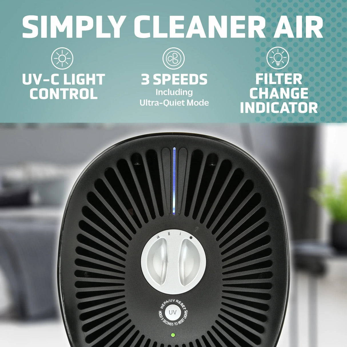 GermGuardian AC4625BDLX Air Purifier Tower With HEPA Filter, UV Sanitizer & Odor Reduction