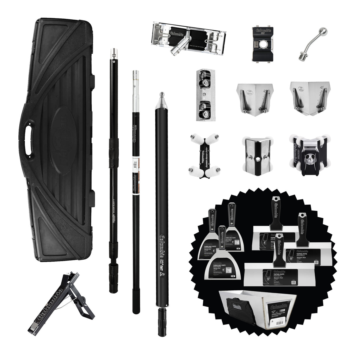 Columbia Full Semi-Automatic Taping Tool and Sanding Set with Bonus Hand Tool Set
