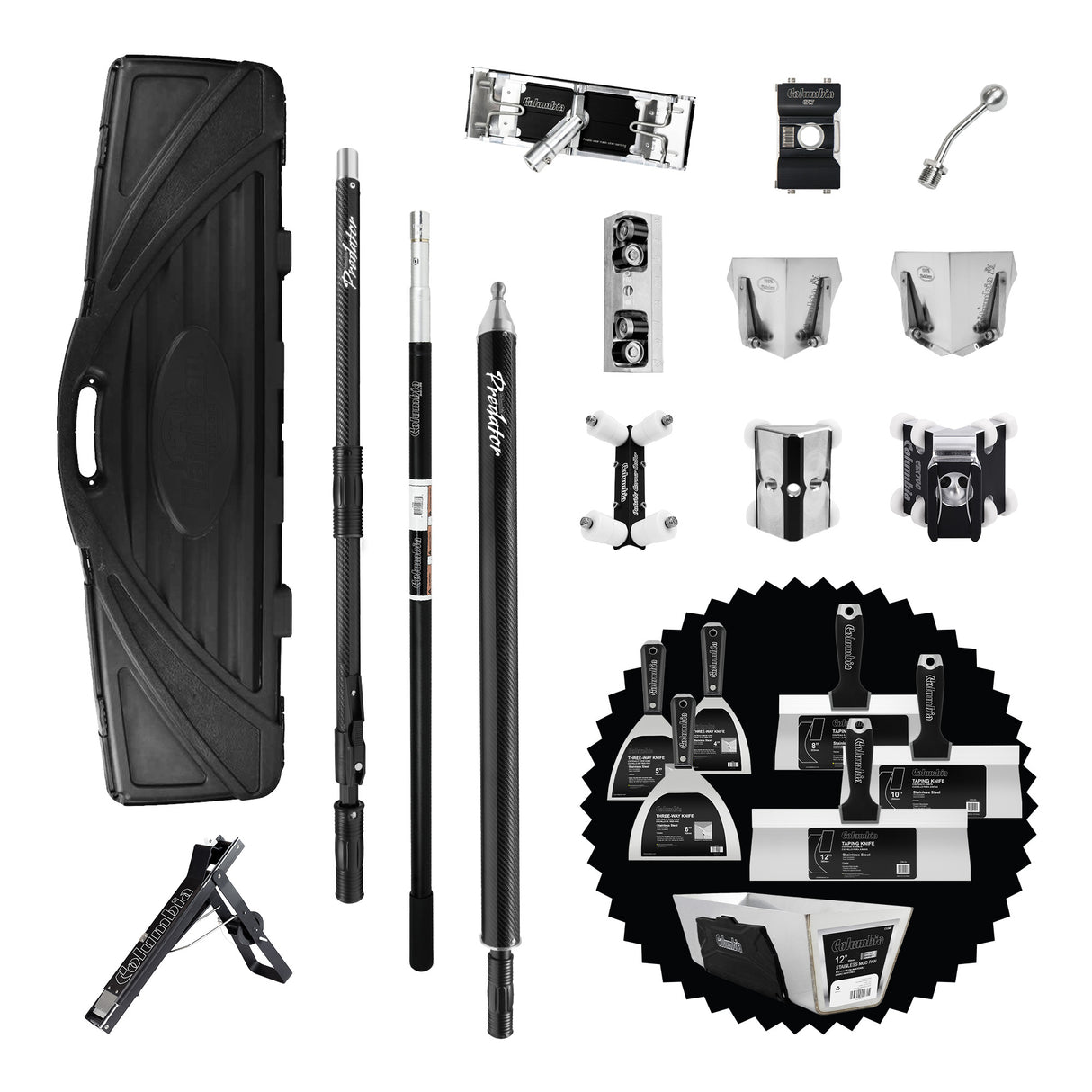 Columbia Predator Full Semi-Automatic Taping Tool and Sanding Set with Bonus Hand Tool Set