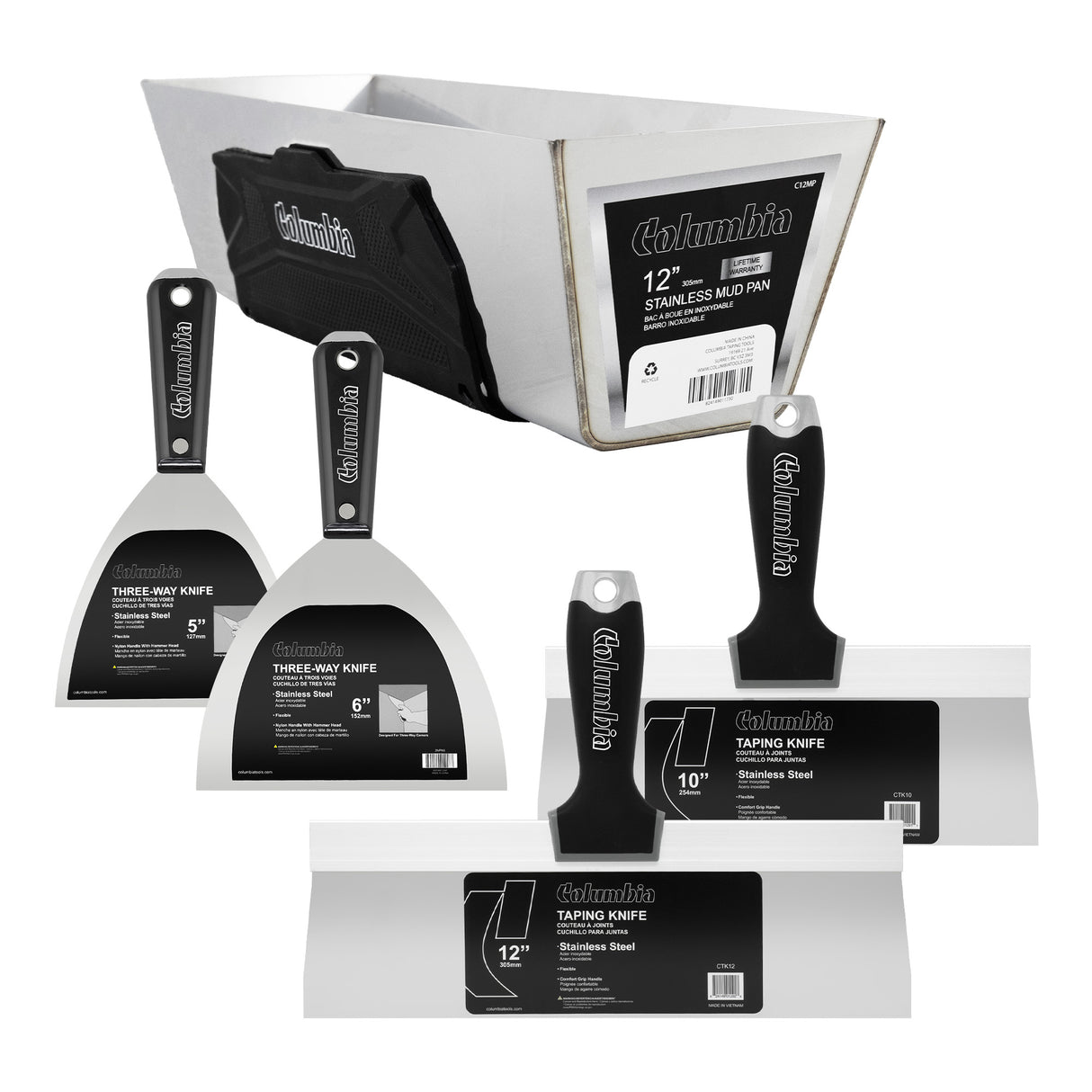 Juego de herramientas manuales de acabado de acero inoxidable Columbia