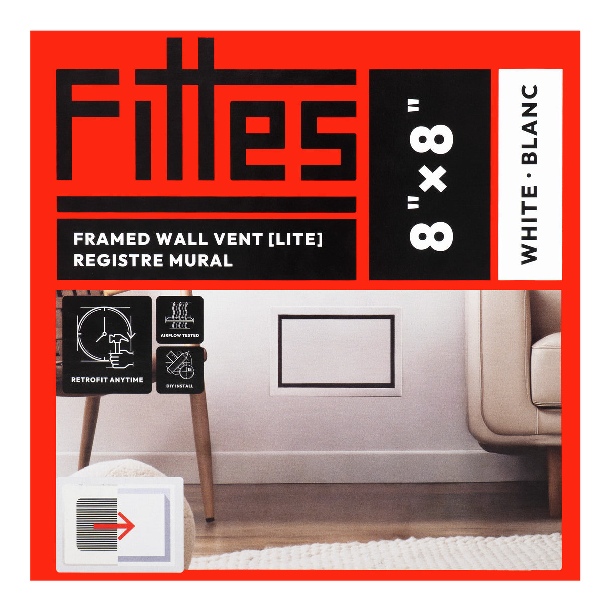 Retorno de ventilación de pared con marco Aria Lite