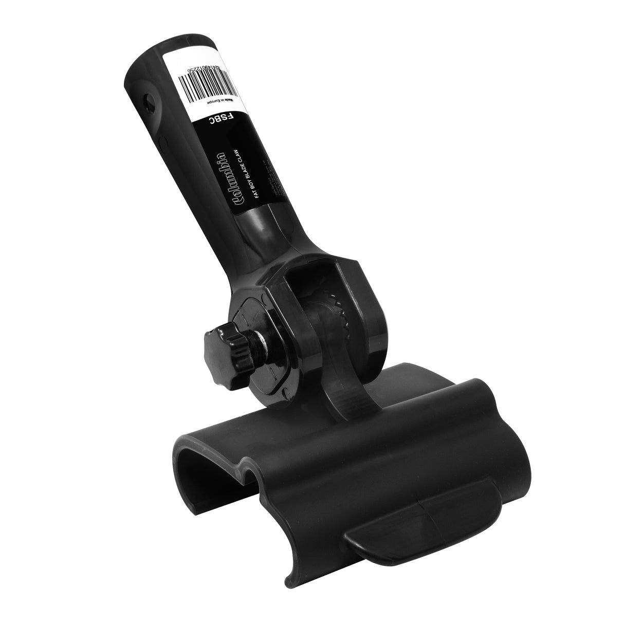 Columbia Fat Boy Smoothing Blade Adapter Claw made from black polymer with an all-black finish and an angle adjustment knob