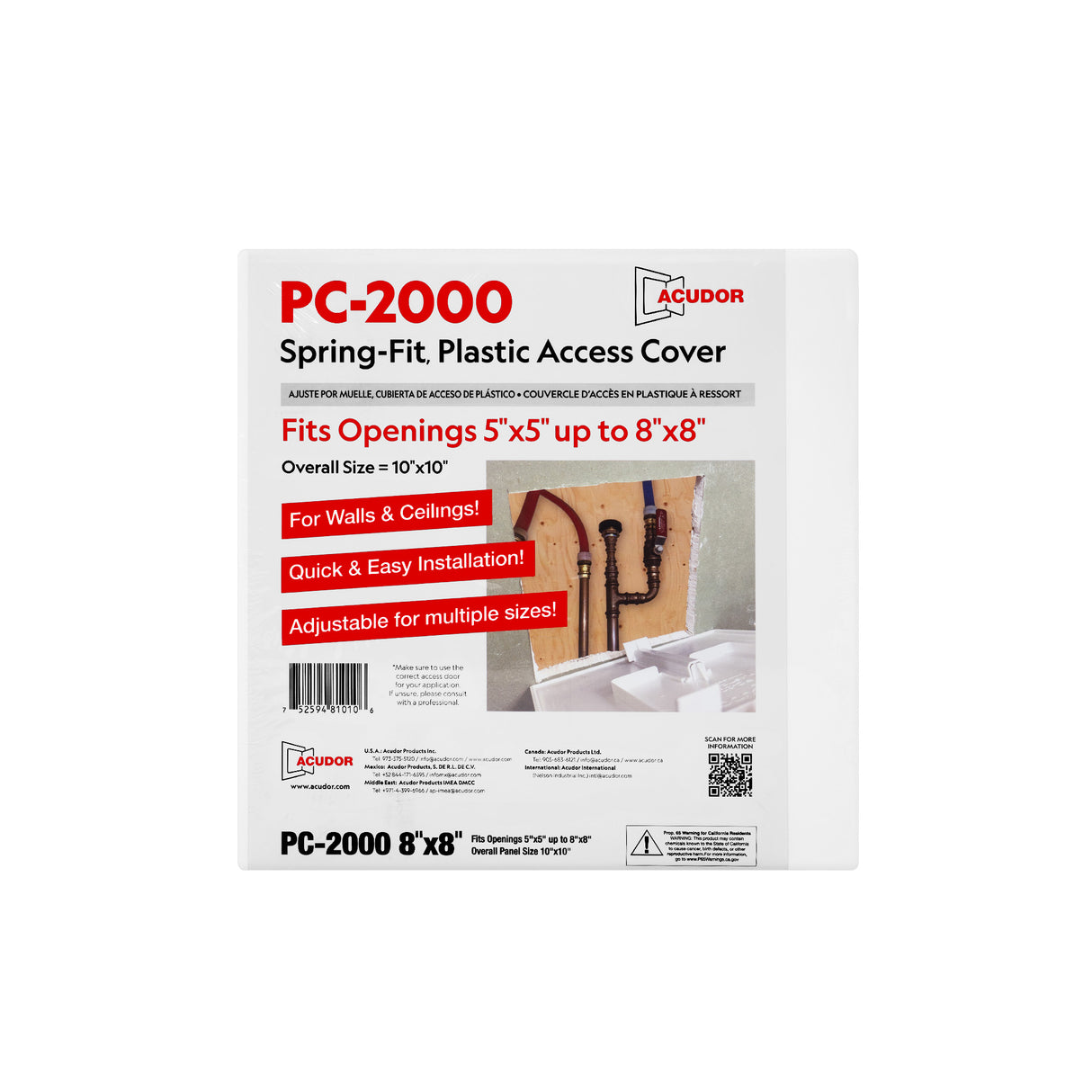 Acudor Spring Fit Plastic Flush Access Cover PC-2000