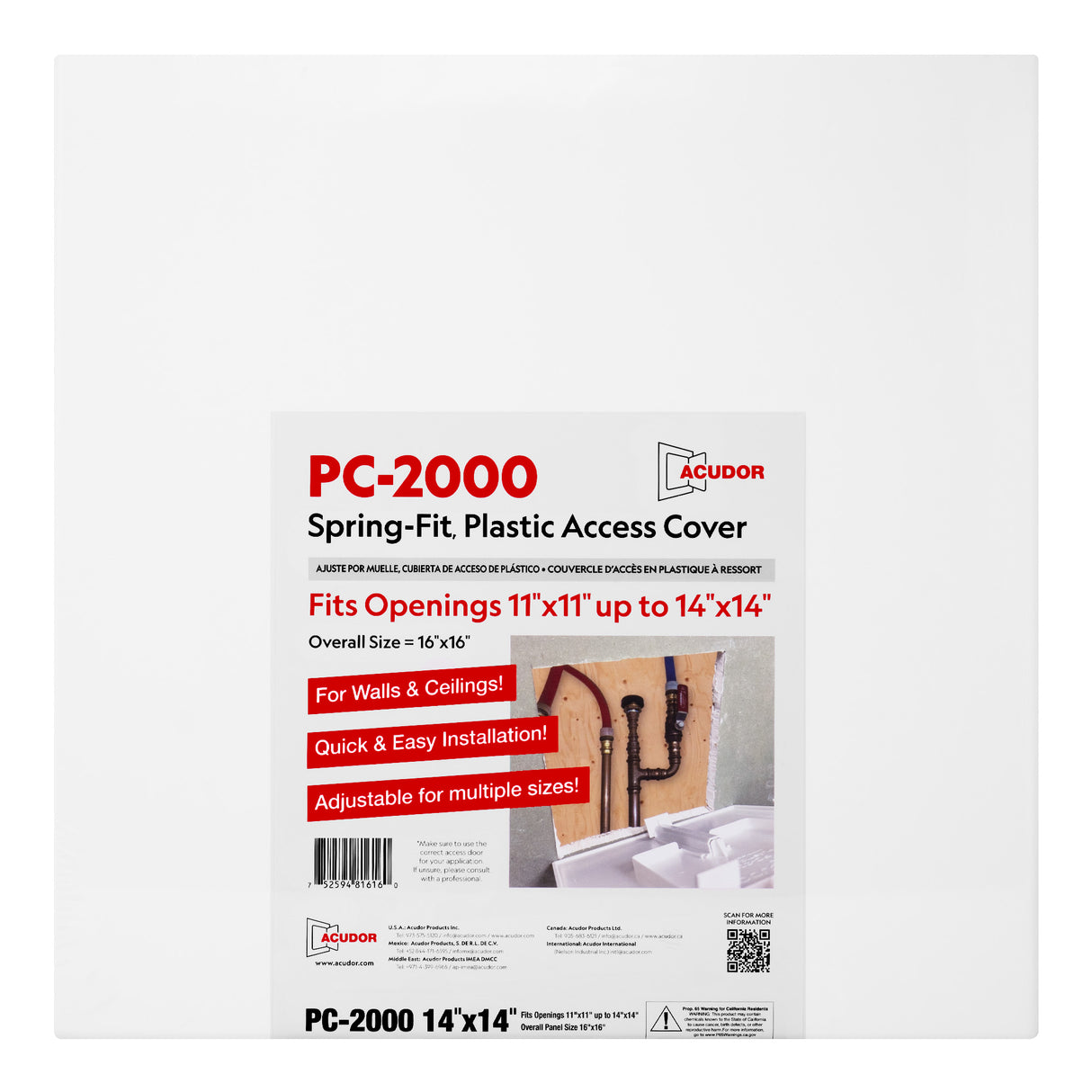 Acudor Spring Fit Plastic Flush Access Cover PC-2000