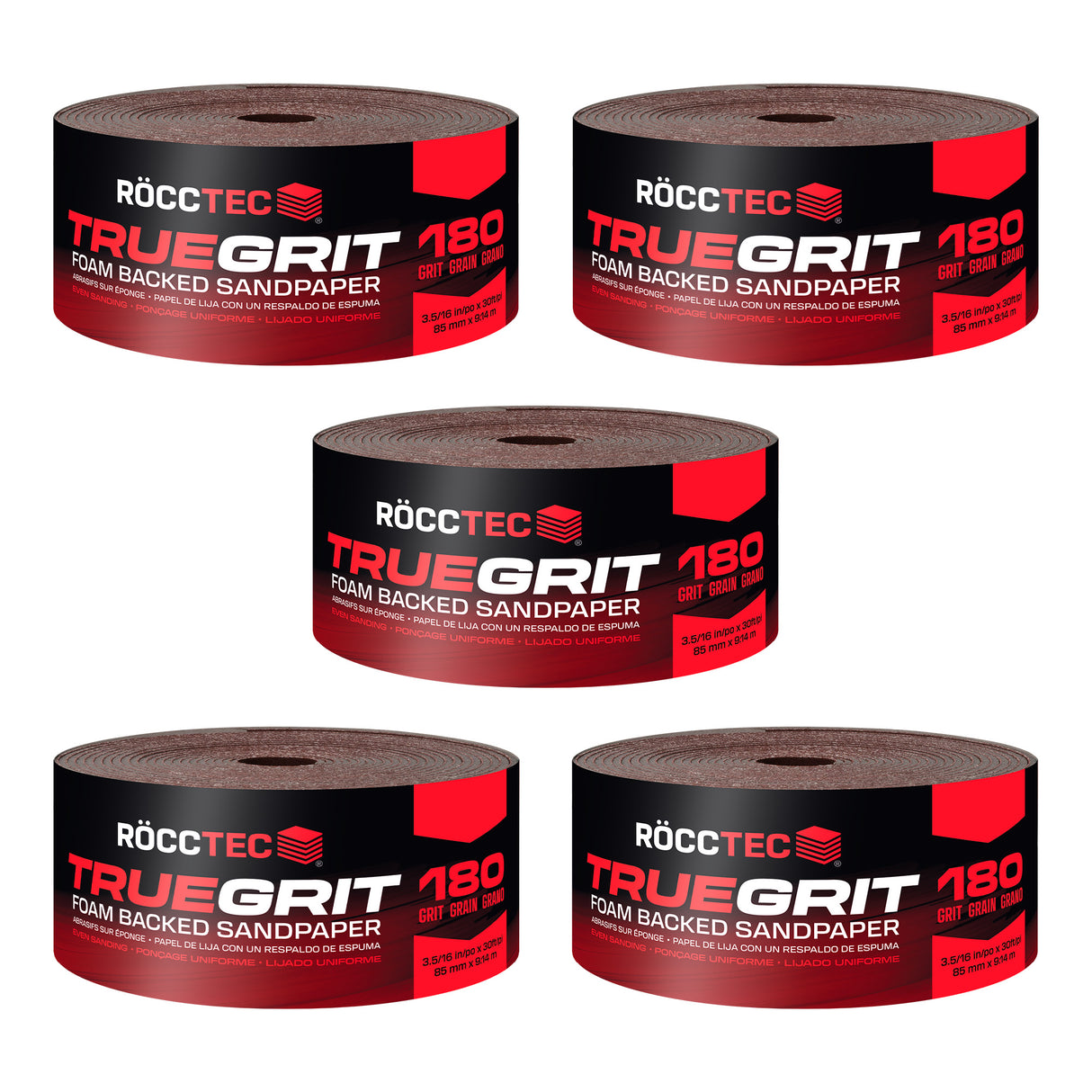 Papel de lija con respaldo de esponja RoccTec de 3-5/16" x 30'