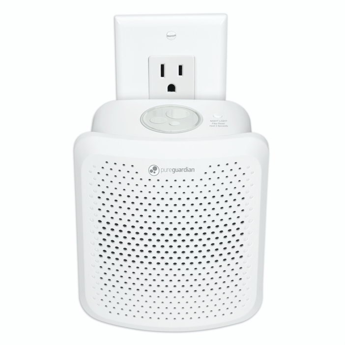 Purificador de aire enchufable PureGuardian AP201W con luz nocturna y eliminación de olores, 7 pulgadas