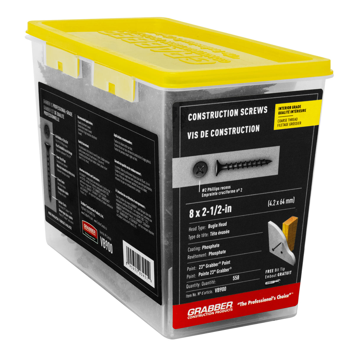 Vis Grabber pour cloisons sèches à bois - Tête clairon - Filetage grossier