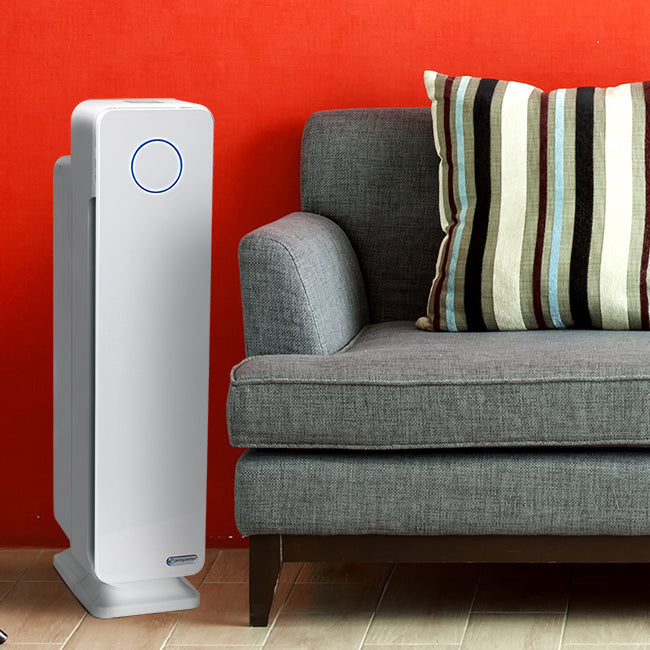 GermGuardian AC5350 Elite 4-in-1 Air Purifier with HEPA Filter UV-C Sanitizer and Odor Reduction, 28-Inch Digital Tower (white)