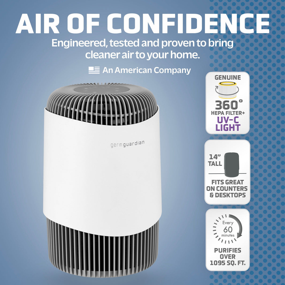 GermGuardian AC151 Compact Air Purifier with HEPA Filter, Odor Control & UV-C
