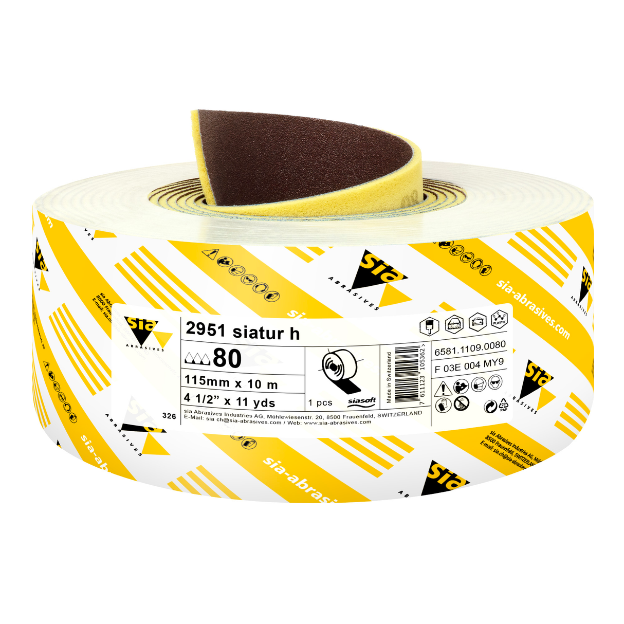 Sia Abrasives 4.5" x 11 Yards Sponge Back Sandpaper