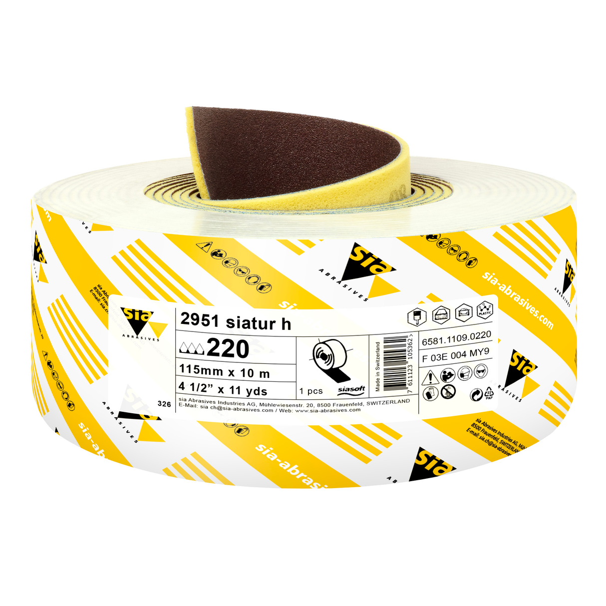 Sia Abrasives 4.5" x 11 Yards Sponge Back Sandpaper