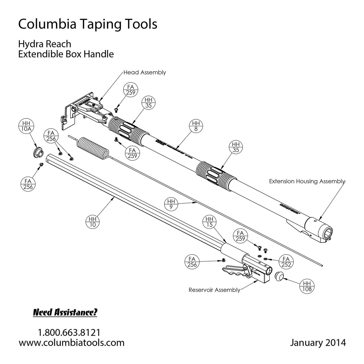 Pièces de réparation de poignée de boîte Columbia Hydra-Reach