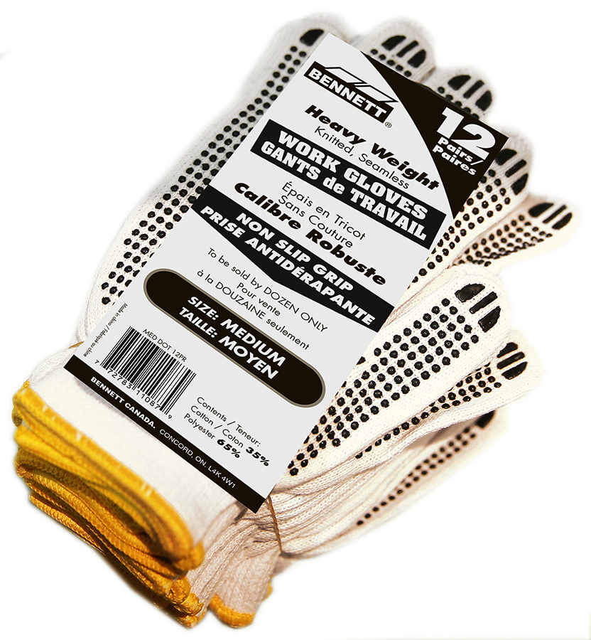 Gants de travail tricotés Bennett Grip antidérapant (12 paires)