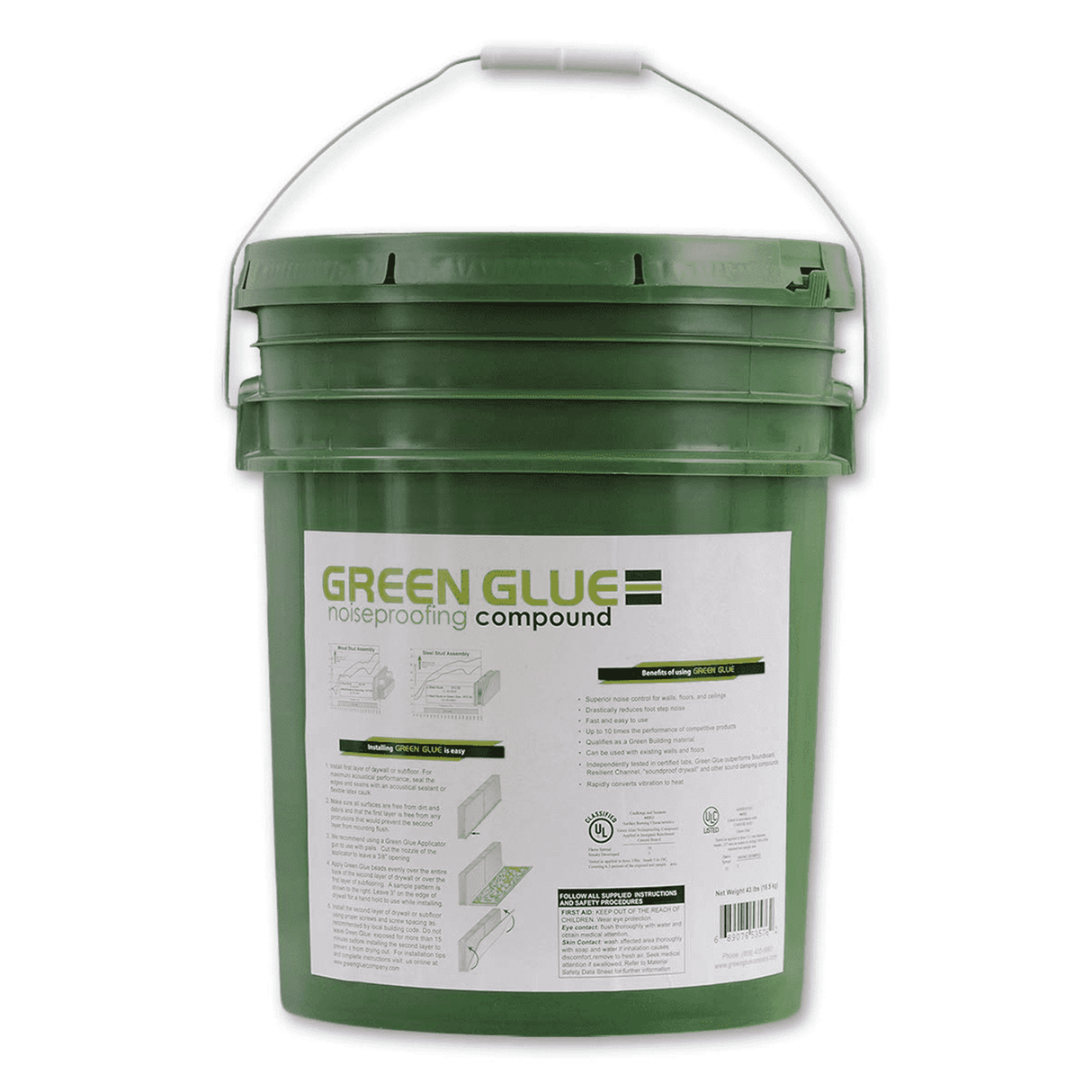 Composé d'insonorisation Green Glue, seau de 43 lb