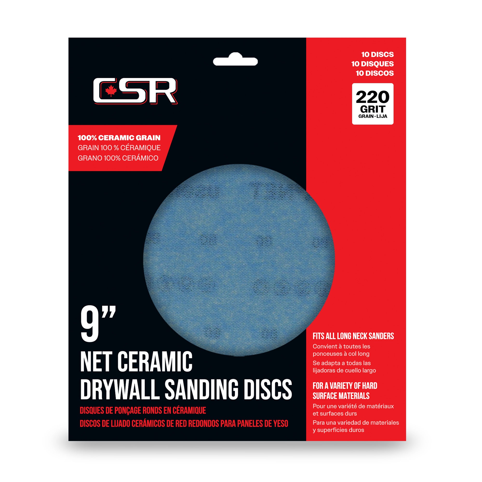 Disques abrasifs ronds en céramique pour cloisons sèches CSR de 9 po (paquet de 10)