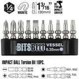 Vessel Ball Grip Interchangeable Ratchet Screwdriver w/ 10pc Bit Set