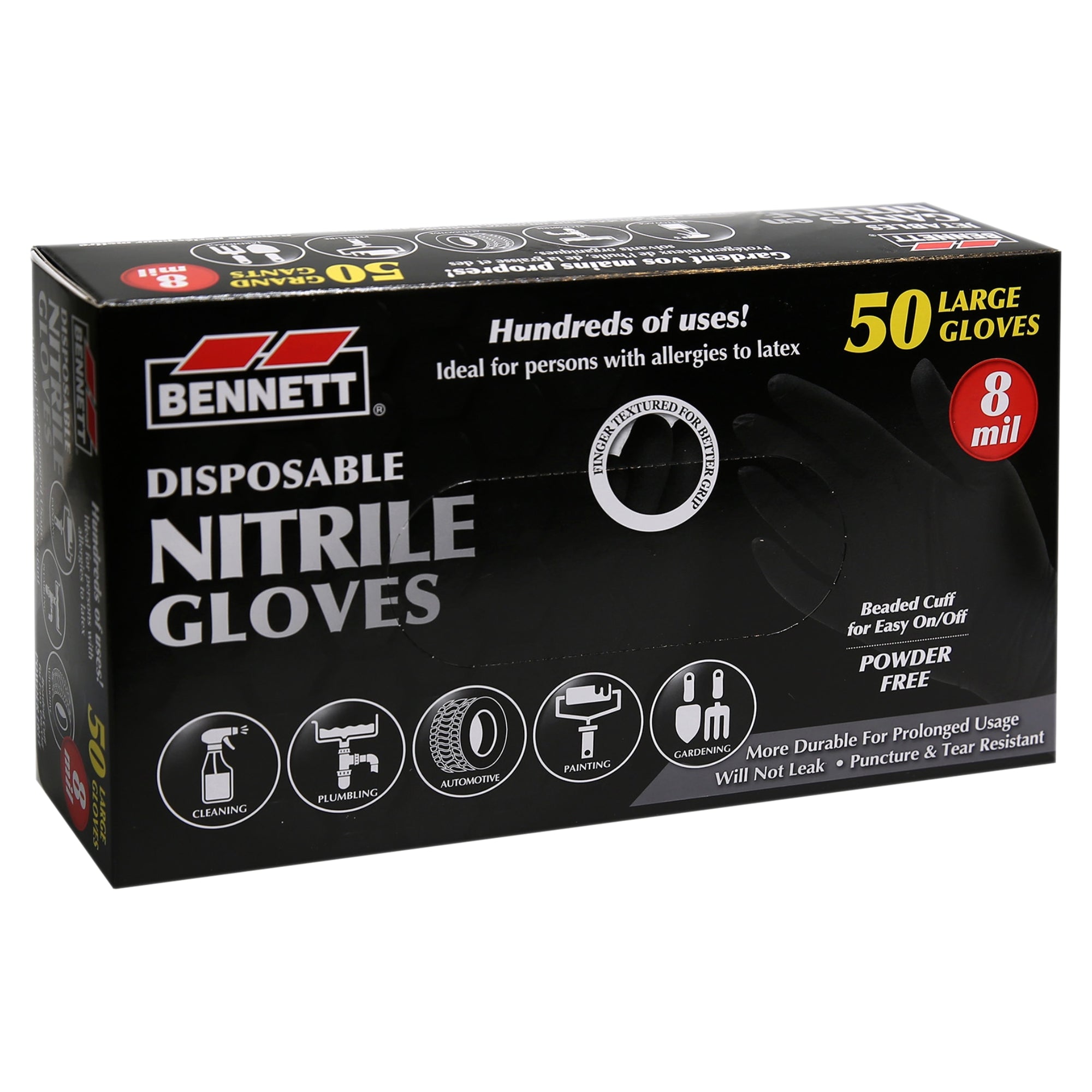 Black Nitrile Disposable Gloves 8mil Box of 50