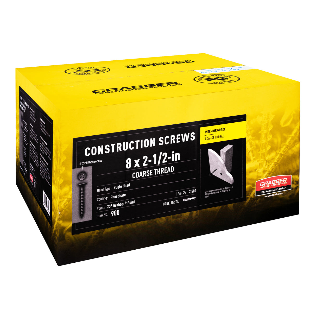 Vis Grabber pour cloisons sèches à bois - Tête clairon - Filetage grossier