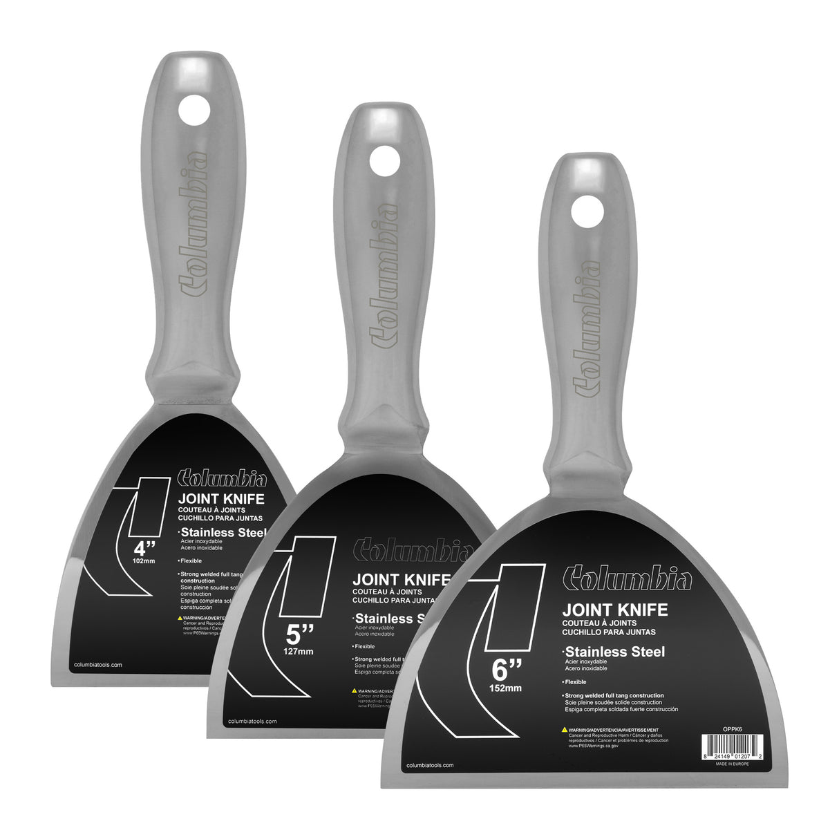 Columbia One Piece Stainless Steel Putty Knife Set
