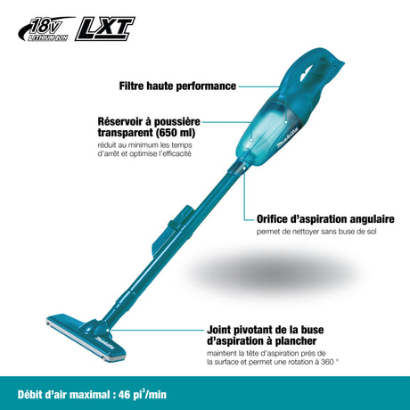 Makita DCL180SFX2 18V LXT Cordless 650ml Vacuum Cleaner w/Cyclone Attachment, Teal (3.0Ah Kit)