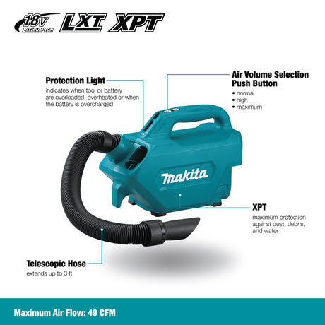 Makita DCL184Z 18V LXT Cordless Vacuum Cleaner 500ml (Tool Only)