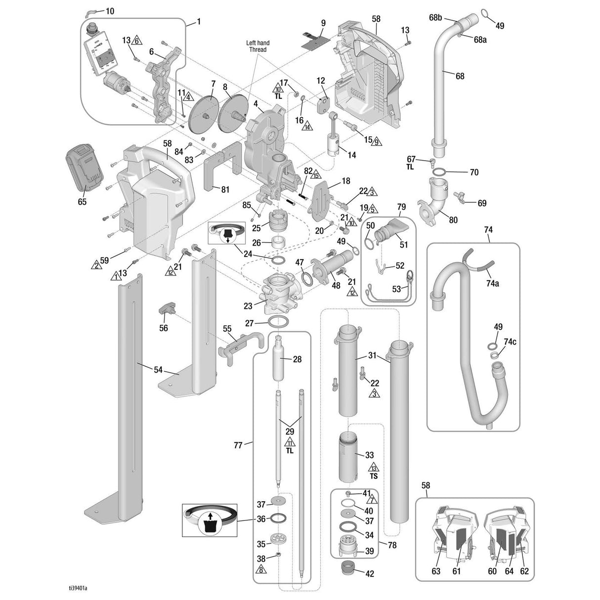 Repuestos para bomba de carga inalámbrica Graco PowerFill