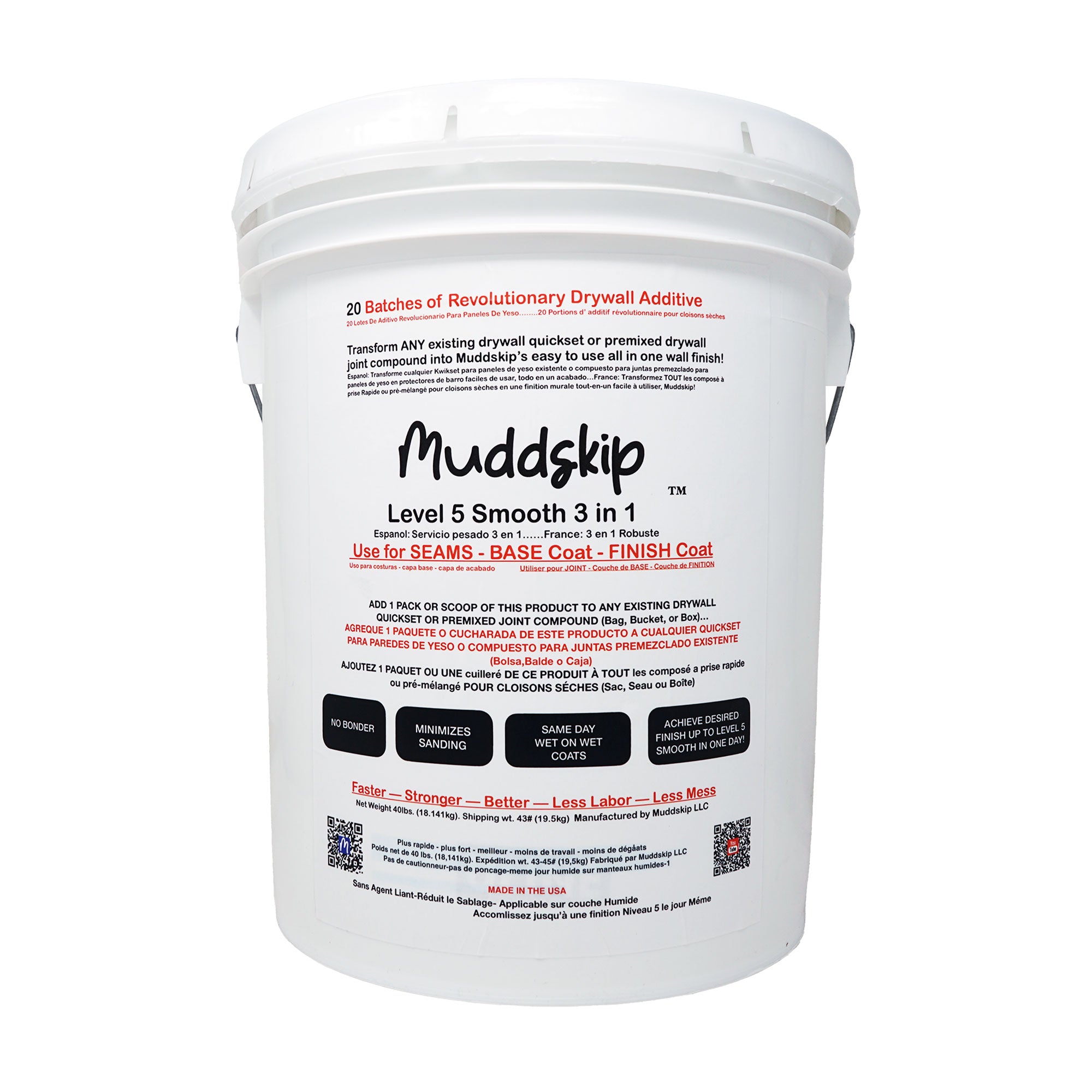 Muddskip Additif lisse 3 en 1 pour cloisons sèches niveau 5