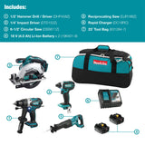 Makita DLX4058M Kit combiné de 4 outils LXT 18 V (4,0 Ah)