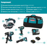 Makita DLX4058M Kit combiné de 4 outils LXT 18 V (4,0 Ah)