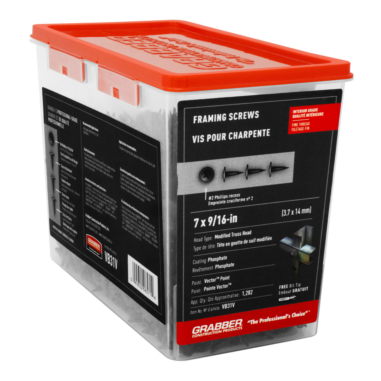 Tornillos para enmarcado con punta de agarre tipo wafer, rosca fina, punta de fosfato Vector