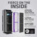 GermGuardian AC4300 Elite 5-in-1 Air Purifier with Pet Pure HEPA Filter, UV-C Sanitizer and Odor Reduction, 22-Inch Tower (black)