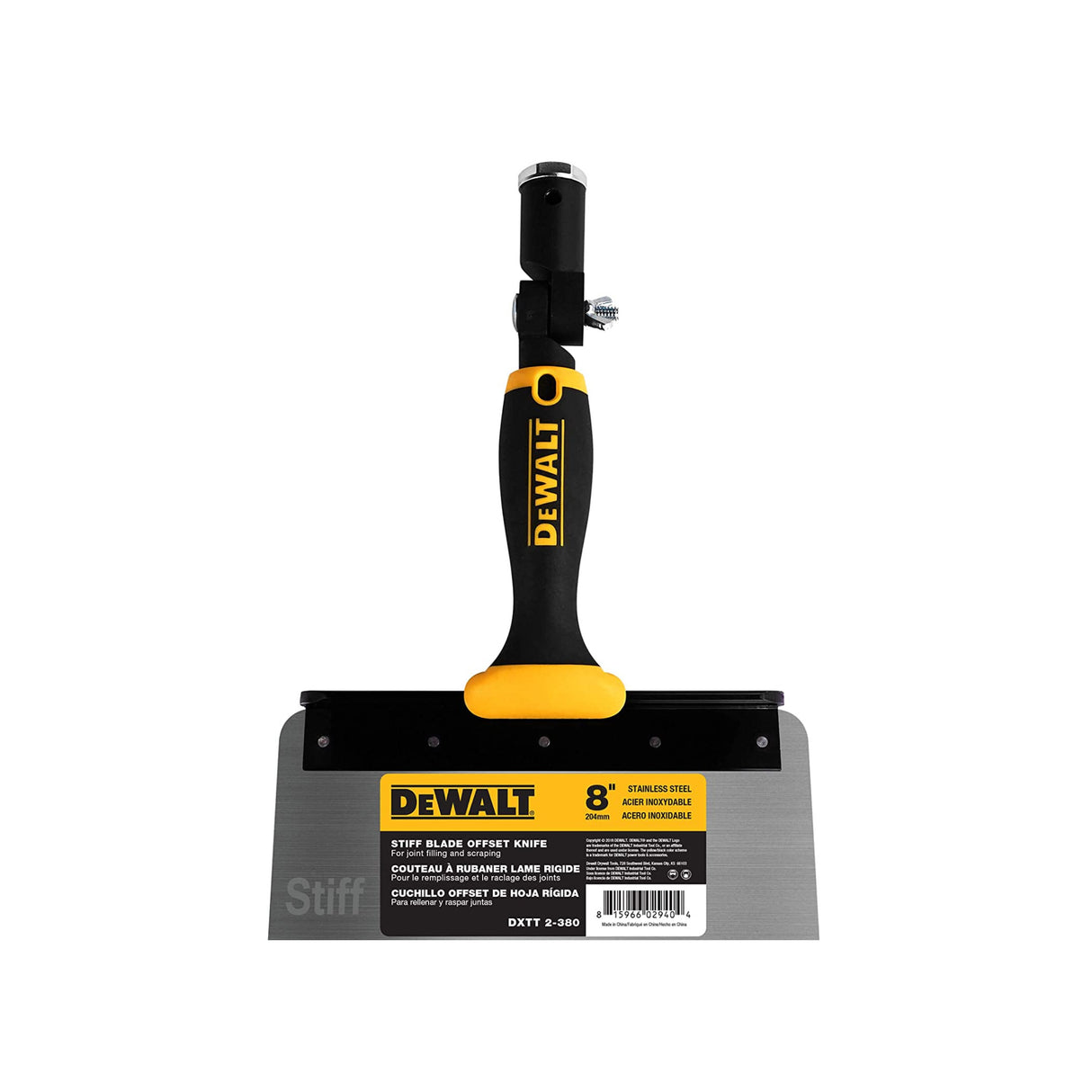 DeWalt Stainless Steel Stiff Offset Knife with Soft Grip Handle