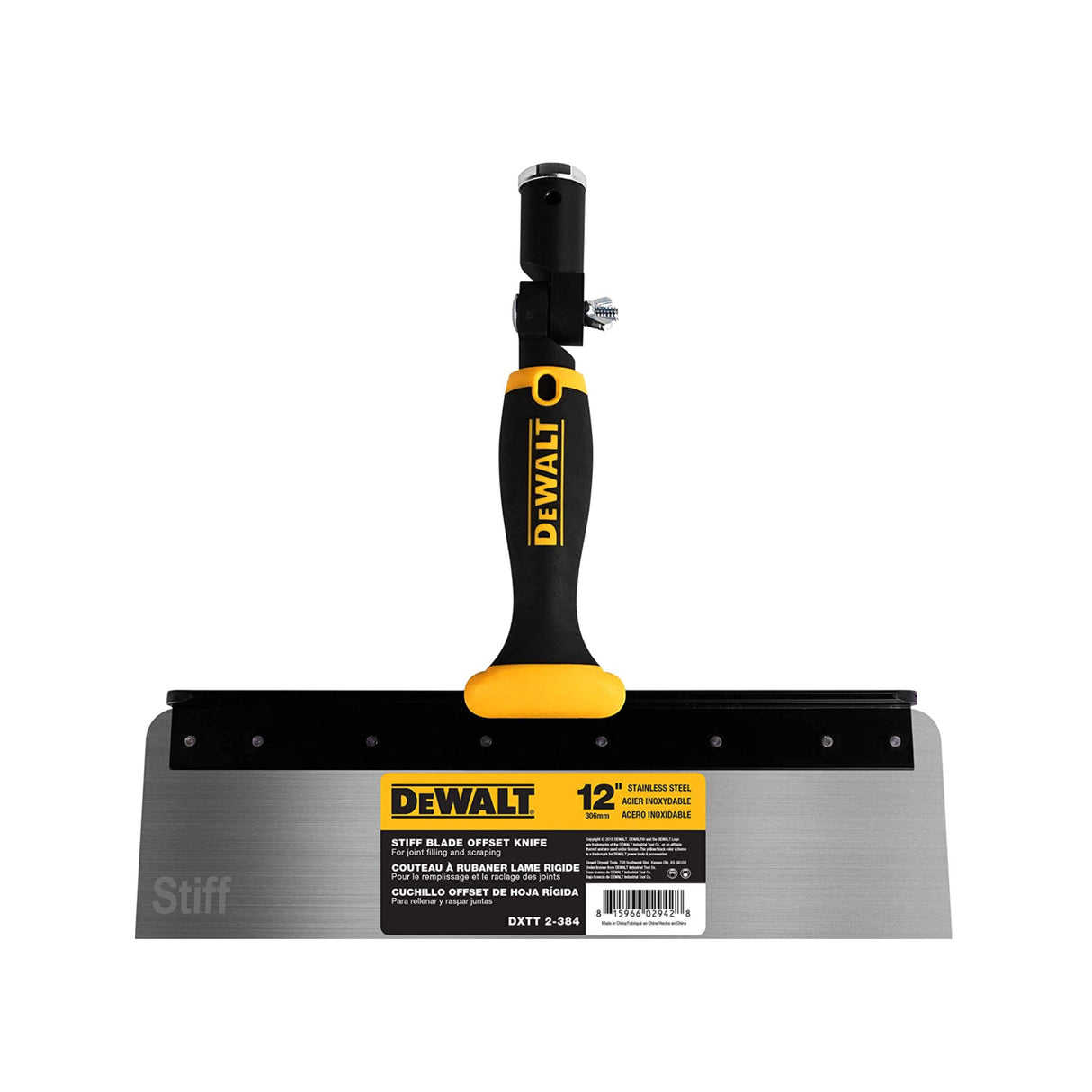 DeWalt Stainless Steel Stiff Offset Knife with Soft Grip Handle