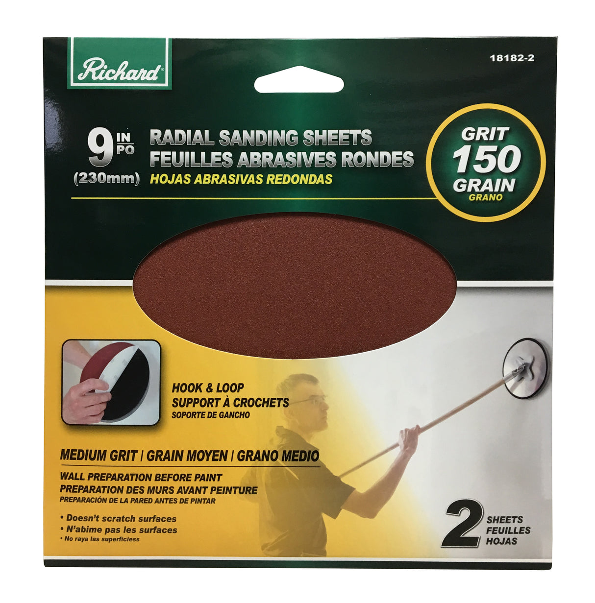 Feuilles abrasives radiales Hook &amp; Look de 9 po Richard (paquet de 2)