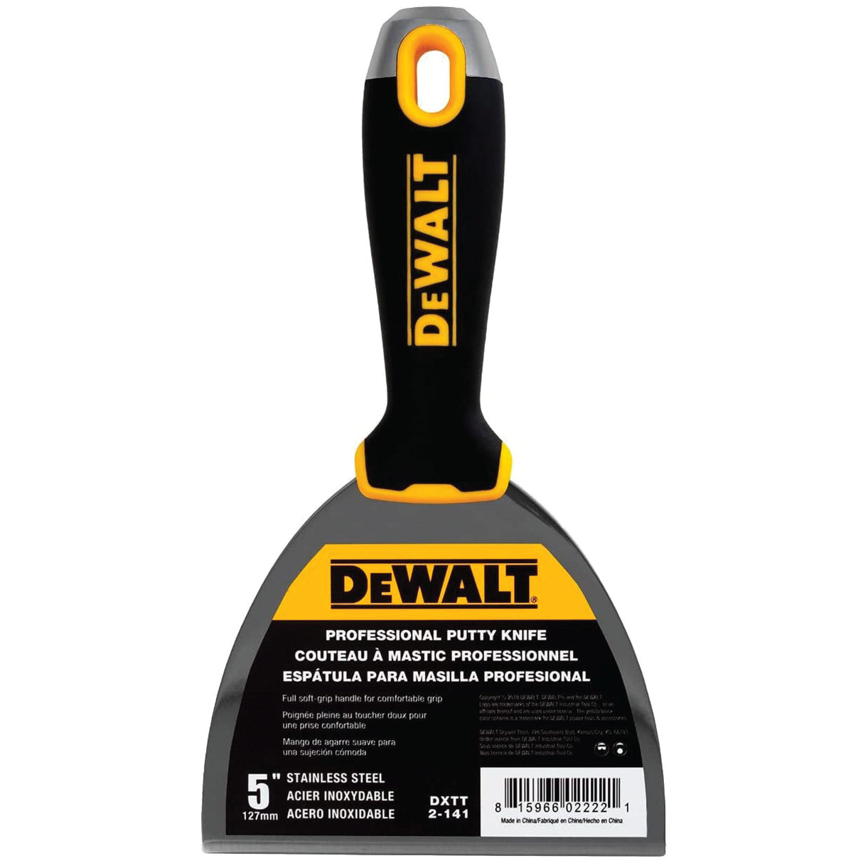 DeWalt Tools Couteau à mastic/finition en acier inoxydable - Poignée souple