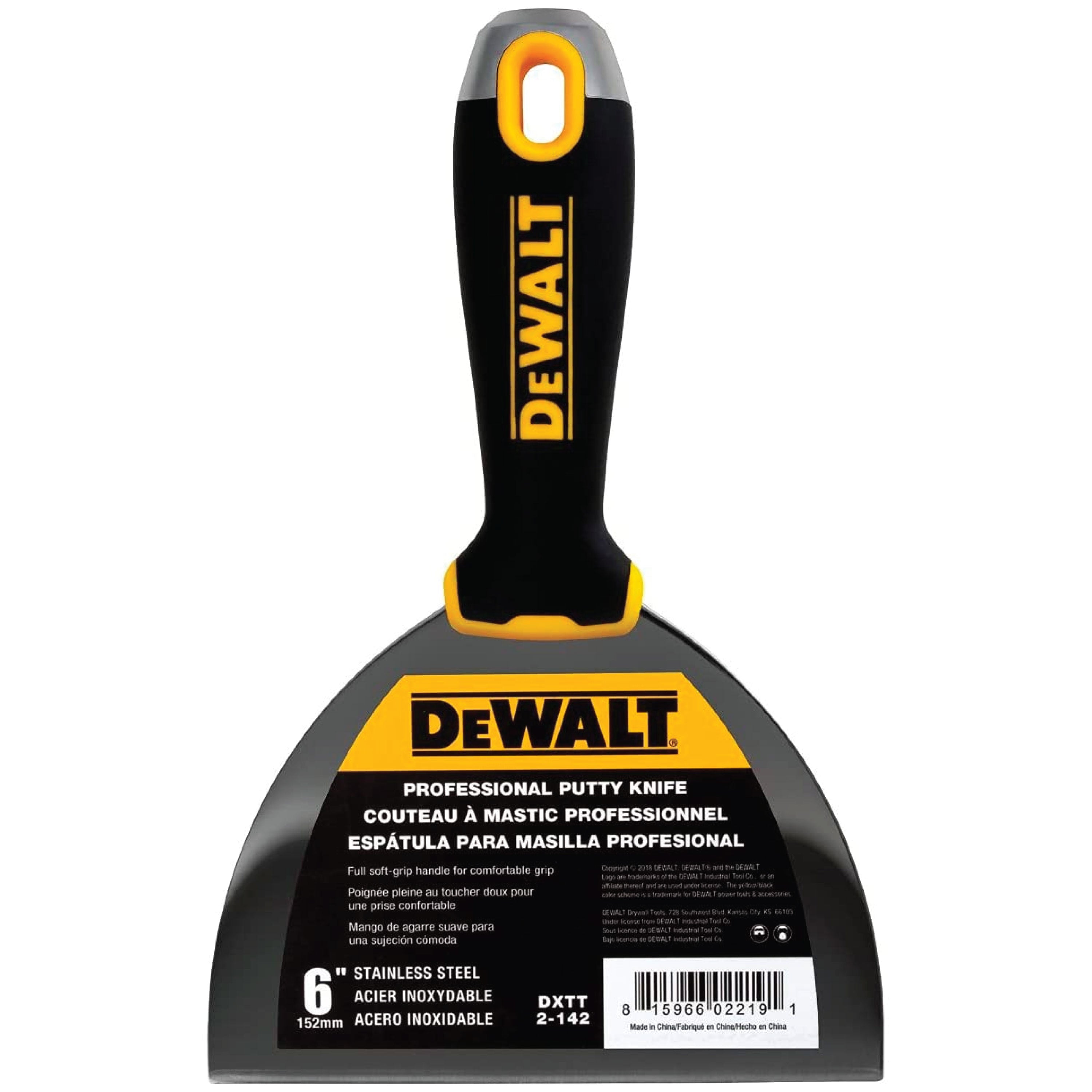 DeWalt Tools Couteau à mastic/finition en acier inoxydable - Poignée souple