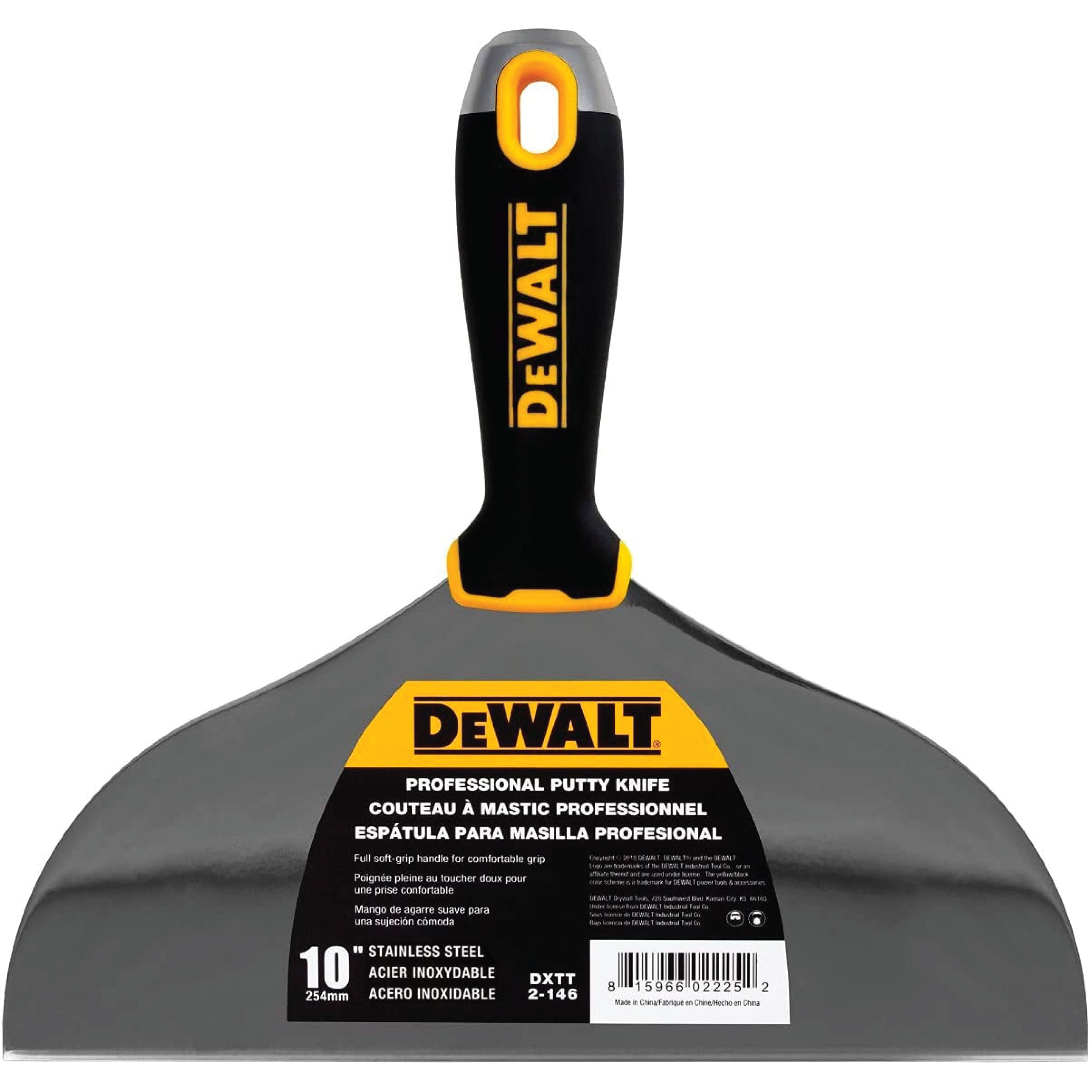 DeWalt Tools Couteau à mastic/finition en acier inoxydable - Poignée souple