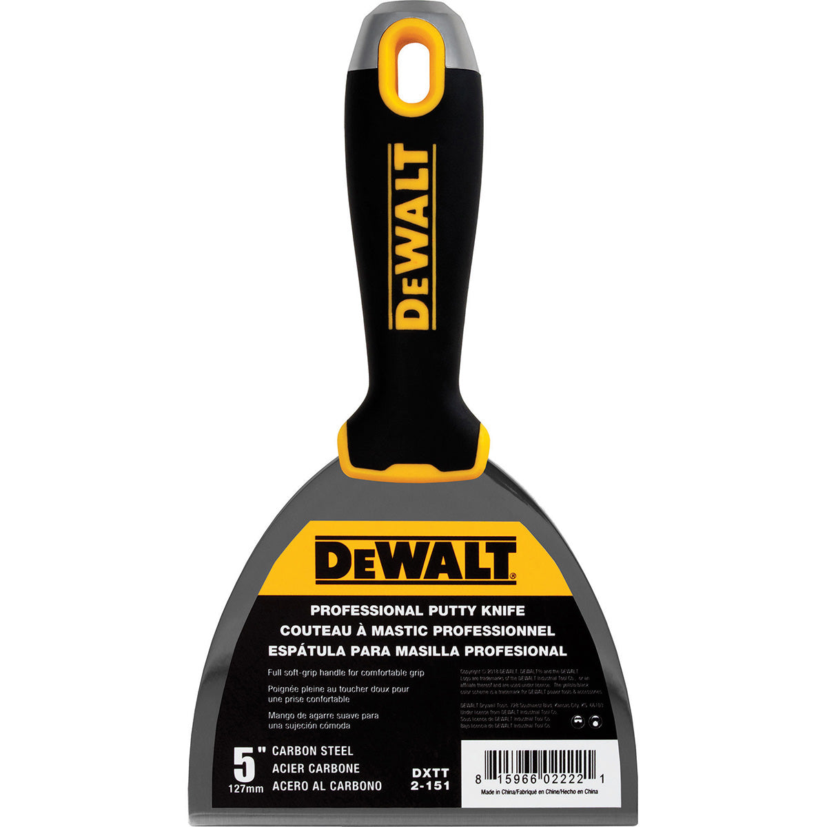 Couteau de finition en acier au carbone DeWalt avec poignée souple