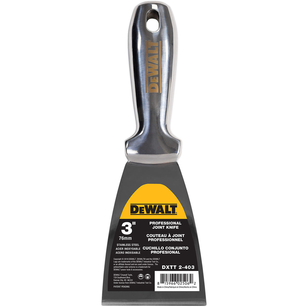 DeWalt Couteaux à mastic monobloc en acier inoxydable avec poignée soudée