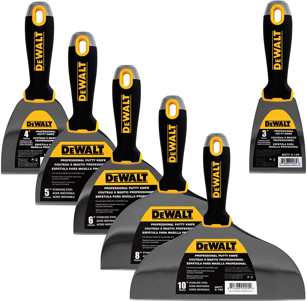 Juego de cuchillos para masilla de acero inoxidable DeWalt DXTT-3-139