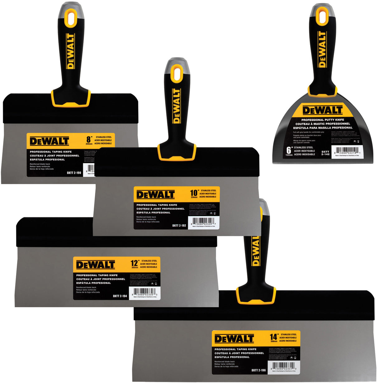 Juego de cuchillos para encintar de espalda grande de acero inoxidable DeWalt DXTT-3-172