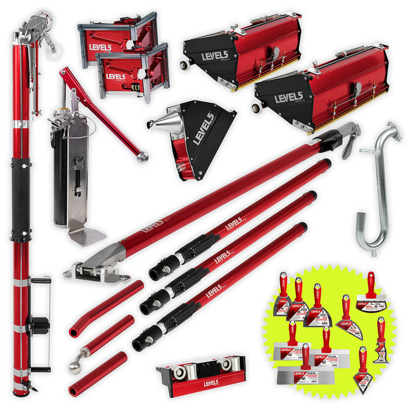 Level 5 L5T Pro Mega Taping Tool Set with Extension Handles and Bonus Hand Tool Set 4-625P