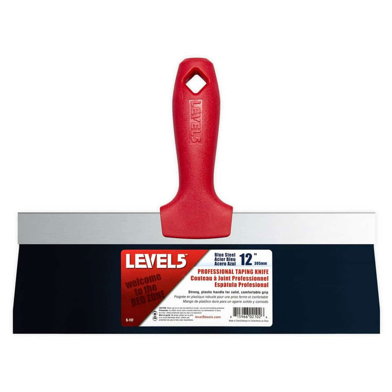 Level 5 Blue Steel Taping Knife - Plastic Handle 12" 5-117